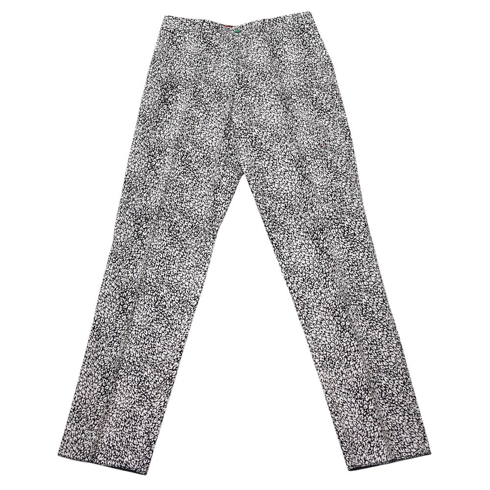 Mens 32 Black White Animal Print Pants Cotton Straight Fit Dress Trousers NWT